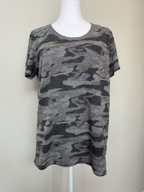 Monrow Gray and Black Camo Short Sleeve Tee